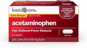 Soins de base Relief supplémentaire de la douleur, Caplets d'acétaminophène, 500 mg, 225 Nombre