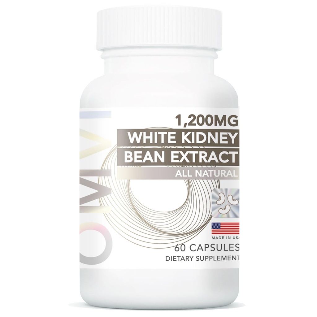 Formules Omvi, Supplément de soutien au rein, Extrait de haricot blanc 1200mg, Nettoyage du rein pour les hommes et les femmes, Soutien à la santé urinaire normale, 60Capsules