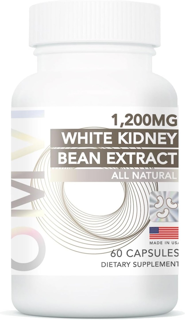 Formules Omvi, Supplément de soutien au rein, Extrait de haricot blanc 1200mg, Nettoyage du rein pour les hommes et les femmes, Soutien à la santé urinaire normale, 60Capsules