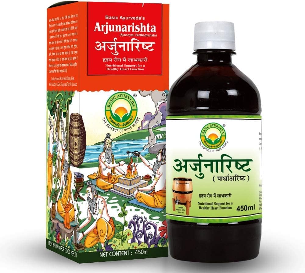 Honoly basique Ayurveda Arjunarishta Sirup (450ml) Hypertension Problème de poitrine (tenez le niveau de cholestérol) Herbal Heart Tonic (en anglais) Améliorer la santé de l'estomac