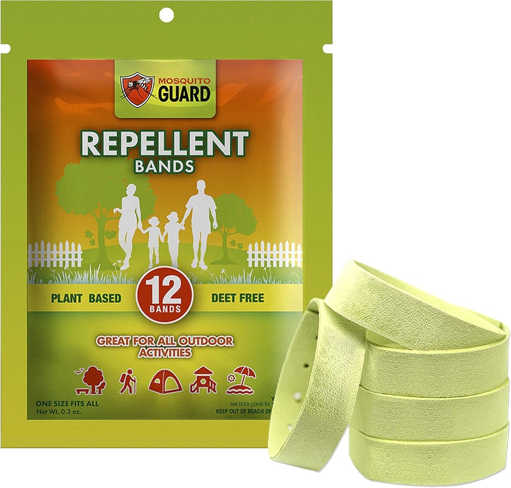 Bandes anti-moustiques / Bracelets (12 Pack) fabriqués avec des ingrédients naturels à base de plantes - Citronella, huile de citronnelle.