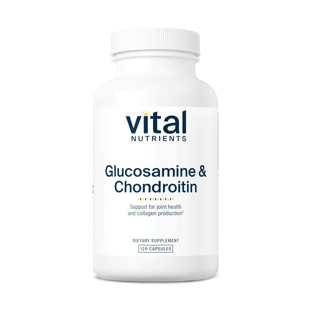 Nutriments vitaux Glucosamine et Chondroïtine -Cartilage sain, mobilité et supplément de soutien conjoint - Gluten, laiterie, sans soja - 120 capsules