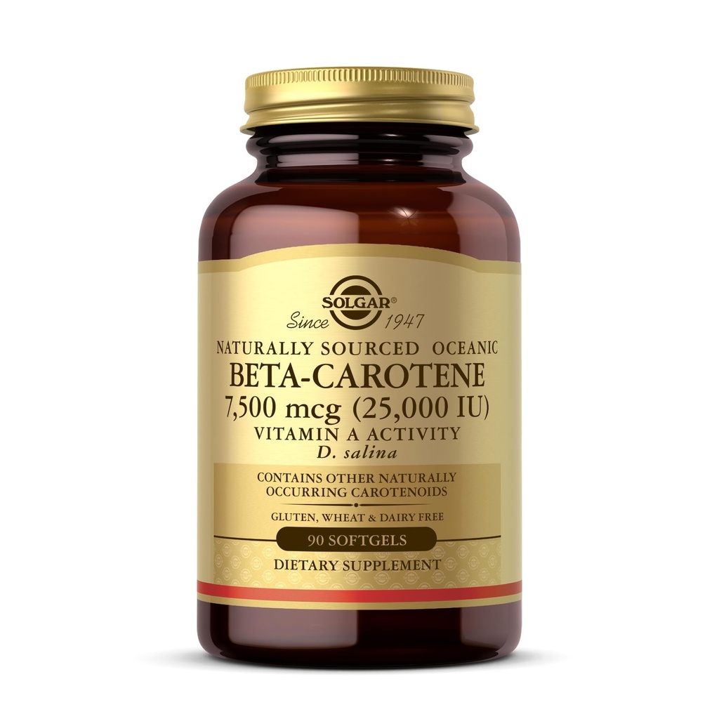 Solgar Océanic Beta-Carotène 25 000 UI - 90 Softgels - Potent Antioxydant - 100% naturel Pro-Vitamine A - Sans gluten, sans lait - 90 portions