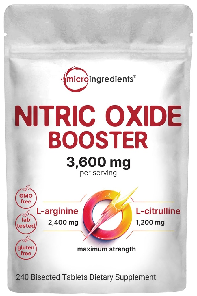 Suppléments à l'oxyde nitrique pour les hommes et les femmes 3600mg, 240 comprimés de biscuit. 80 portions.