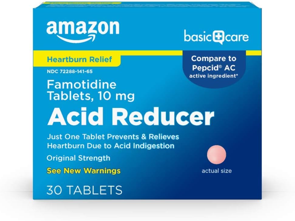 Soins de base Réducteur d'acide Famotidine Comprimés 10 Mg, 30 Compte