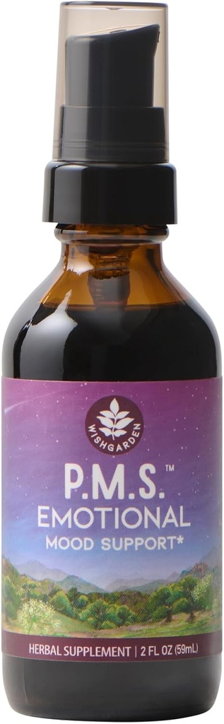 WishGarden Herbs PMS Emotional for Women - Supplément de soutien de PMS à base de plantes pour les femmes avec Vitex Berry & Blue Vervain, PMS Mood Swing Relief & PMDD Relief Supplement, Support émotionnel pendant PMS, 2oz