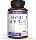 Support thyroïdien avec l'iode, vitamine B12 et 12 autres ingrédients essentiels – Thyroïde sain, vie heureuse. Revitaliser le métabolisme, l'énergie et la santé cognitive. 60 gélules