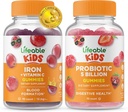 Fer et vitamine C vieables enfants + probiotiques 5 milliards d'enfants, bundle de gommes - Grande dégustation, supplément de vitamine, sans gluten, sans OGM, gomme à mâcher