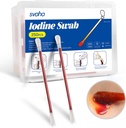 Svaha Povidone Iodine Swabsticks - 250 bâtonnets emballés individuellement, solution d'iode libéré quand épinglé, sans séchage, parfait pour l'entretien des plaies, trousses de premiers soins, voyage et utilisation extérieure