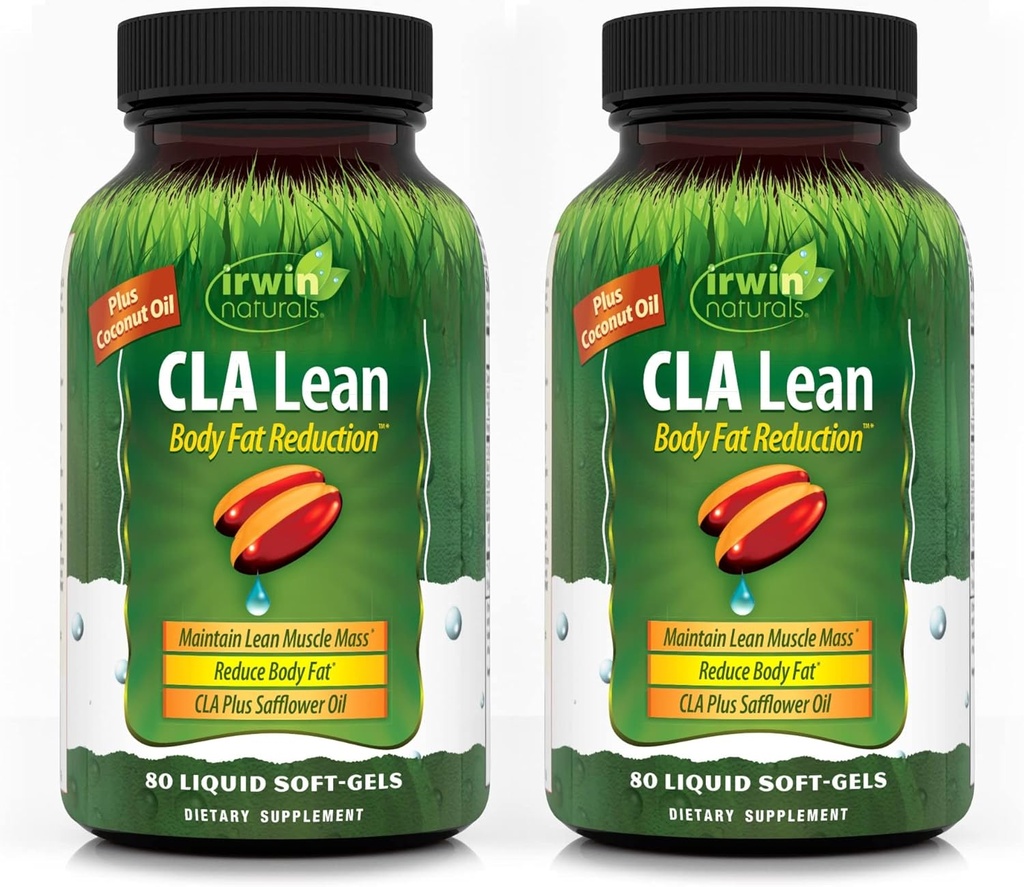 Irwin Naturals CLA Lean Fat Reduction - aide à réduire la graisse corporelle et augmenter le tonus musculaire - 80 liquides doux-gels (paquet de 2)