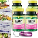Choice Bundle Spring Valley Biotin Softgels 1000mcg Supplément diététique pour la santé des ongles de peau 150 Ct 4 pk (600 Total) + Guide de vitamines et contenant de pilules (6 articles)!