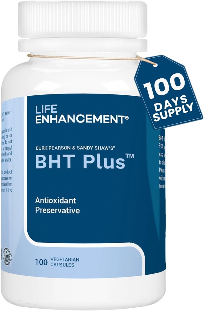 Amélioration de la vie BHT Plus - Préservatif antioxydant - 180mg BHT et 80mg Vitamine C (Palmitate d'Ascorbyl) - 100 portions