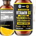 HERBIFY Vitamine D3 10000 UI - Fabriqué aux États-Unis Liquid Vitamine D gouttes - Supplément de soutien osseux et immunitaire - Remplacement soleil - D3 Vitamine Bone and Teeth Supplément - 2 Oz