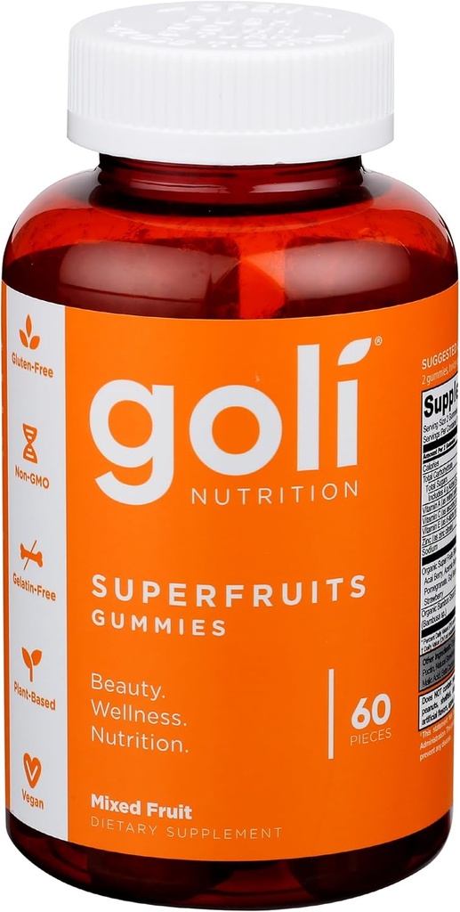 Goli Nutrition Fruits mélangés Superfruits Gommies, 60 CT