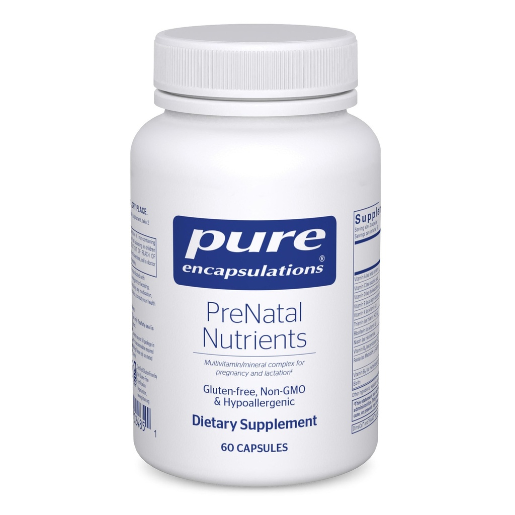 Encapsulations pures Nutriments prénataux - pour la grossesse et l'allaitement - Aide au développement énergétique et ADN* - avec folate, choline et fer - sans gluten et sans OGM - 60 capsules