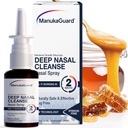 ManukaGuard Médical Grade Manuka Honey Natural Nasal Spray avec solution saline pour le soutien de la congestion, le sinus et le soulagement de l'allergie, l'humidité nasale, le miel néo-zélandais, MGO 600, 0,65 fl oz bouteille