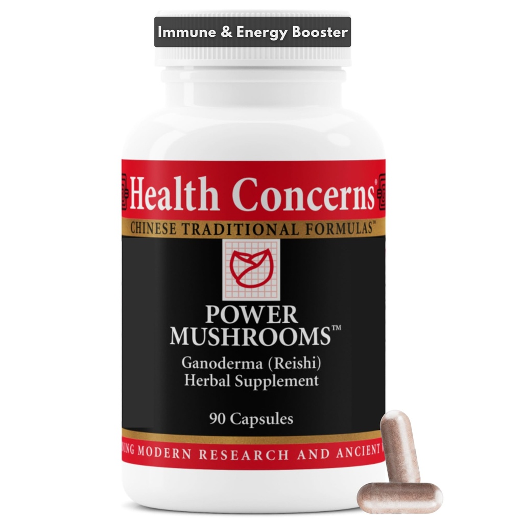 Préoccupations de santé Champignons de puissance – Système immunitaire et soutien énergétique naturel – Supplément de champignons adaptogènes avec Reishi, Tremella, Maitake, Poria – Supplément traditionnel chinois à base de plantes - 90 capsules