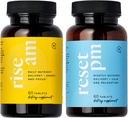 LifeVantage Rise AM & Reset PM System - Combinaison de Rise AM & Reset PM System, un supplément multivitamine pour les hommes et les femmes fournit des vitamines, minéraux et adaptogènes. - 60 comprimés par bouteille