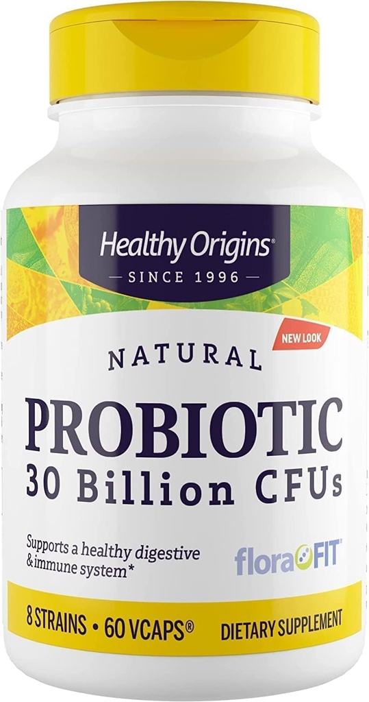 Origines saines Probiotique 30 milliards d'UFC (Shelf Stable, non OGM, sans gluten, santé digestive, Gut Health, soutien immunitaire), 60 capsules végétatives
