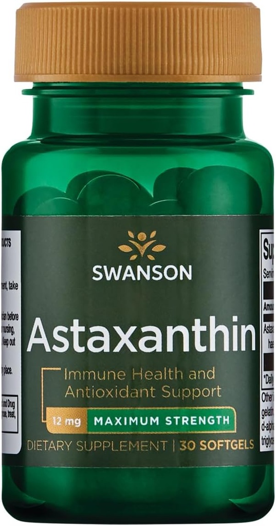 Swanson Résistance maximale Astaxanthine 12 Milligrammes 30 gels