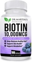 Potent Biotine (Vitamine B7) 10 000 mcg avec supplément Vitamines D & E (D & E) 180 Comte (Hair, Skin and Nails) pour la croissance des cheveux plus épais et plus forts (Healthy, Youthful Skin & Strong Nails)