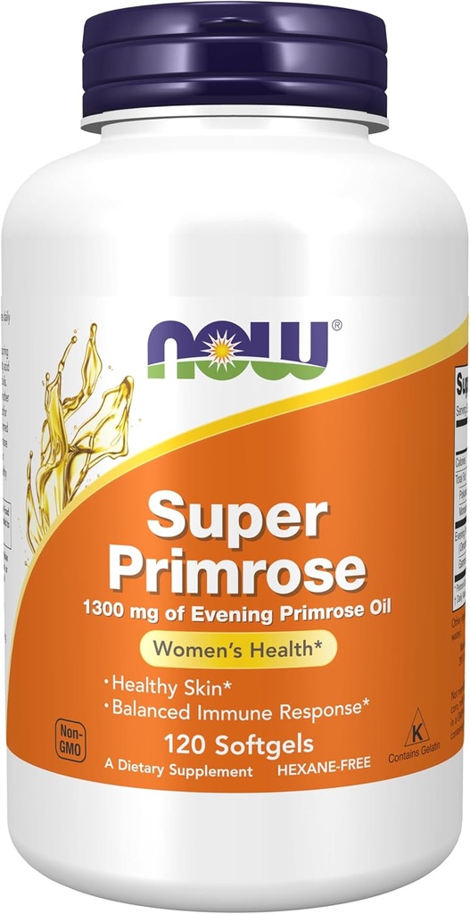 MAINTENANT compléments alimentaires, Super Primrose 1300 mg avec GLA naturel (acide gamma-linolénique), 120 softgels