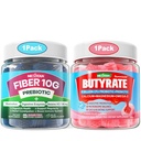 Gommies de Butyrate avec Probiotique + Prébiotique + Postbiotique + Gommies de Fibre pour Adultes