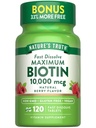 Nature's Truth Biotin 10000mcg.com 120 Comprimés Dissolvants Rapides.com Résistance Maximale.com Saveur de Berry Naturelle.