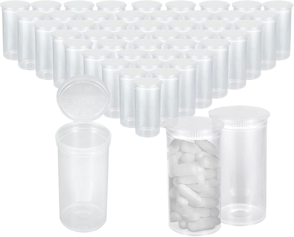 DAJAVE 100 Pack13 Bouteilles à pilules vides Dram avec bouchons en plastique Bouteilles de médecine sur ordonnance Bouteille de médecine sur ordonnance Contenant pour pilules, artisanat, bonbons, suppléments