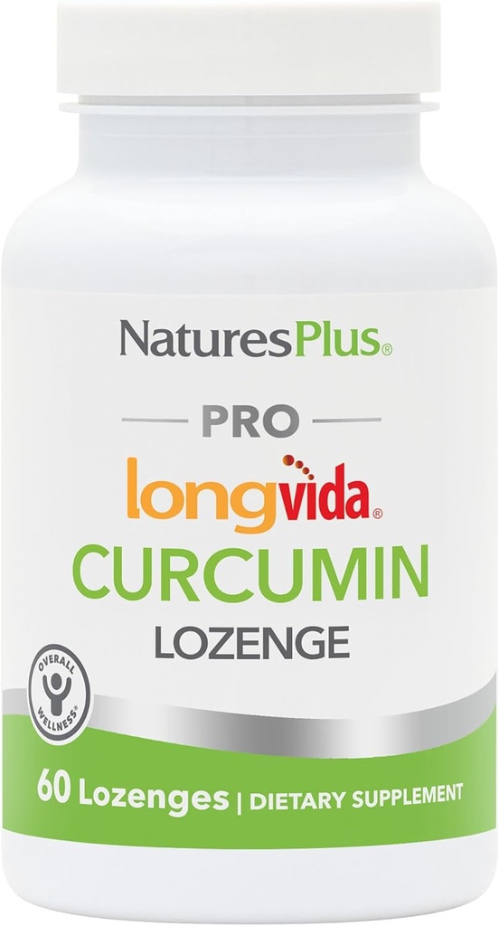 NaturesPlus PRO Longvida Curcumin - 60 Lozenges - Promotion d'une protection radicale libre et saine - Non-OGM, végétalien, sans gluten, sans soja - 30 portions