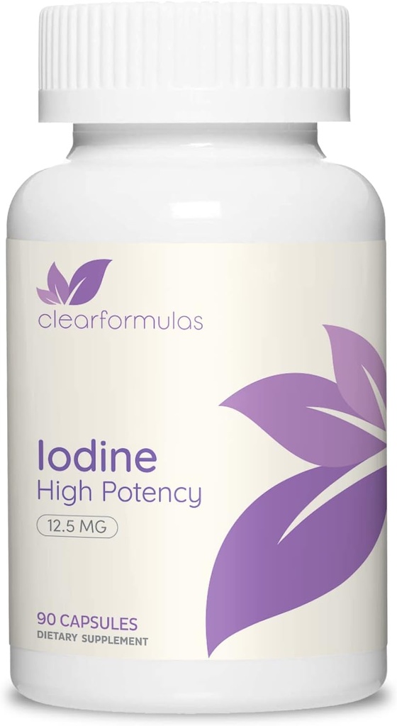 Supplément d'iode de potassium de haute puissance - Iodide de potassium USP et Capsules d'iode libres 12,5mg Mélange posologique précis - Capsule Alternative au supplément de Lugol pour l'énergie et l'immunité thyroïde (3 mois)