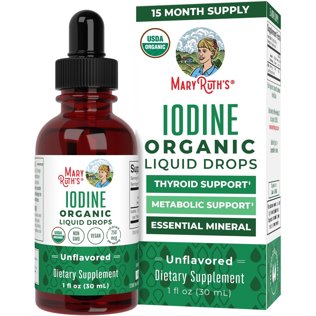 MaryRuth Organics Iodine Liquid Drops (drops liquides) Potassium Iodide (drops liquides) 1 an d'approvisionnement (drops liquides) 450 portions pour la santé thyroïde (drops liquides) USDA Organic (drops liquides)