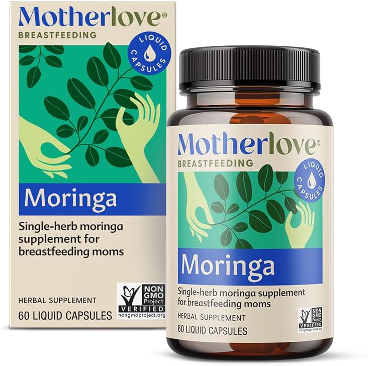 Motherlove Moringa (60 capsules liquides) Supplément d'allaitement pour soutenir l'approvisionnement en lait maternel — non OGM, plantes biologiques, végétalien, casher