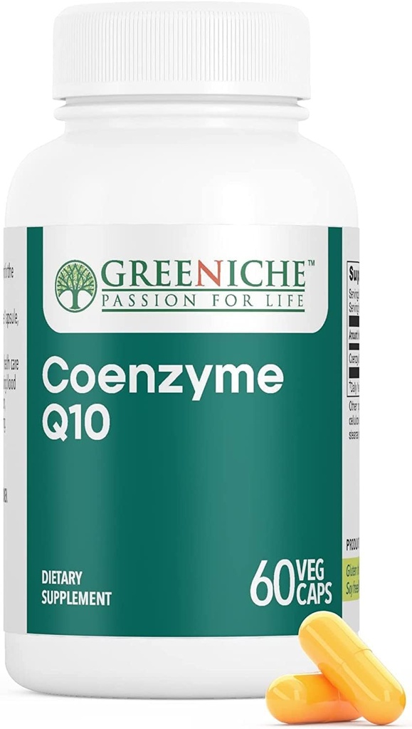 Coenzyme Greeniche Q10, 60 capsules, Coq haute absorption10, végétalien, sans gluten