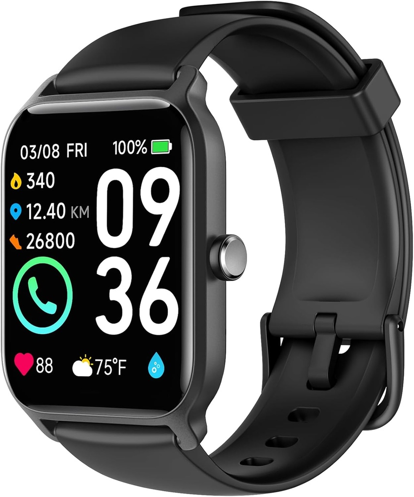 Smart Watch for Men(Réponse/Faites Appeler),Alexa intégré,1.8"Suivi de fidélité avec moniteur de fréquence cardiaque Sleep SpO2,100 Mode Sport,5ATM Imperméable,Suivi d'activité et Smartwatches pour les téléphones iOS et Android