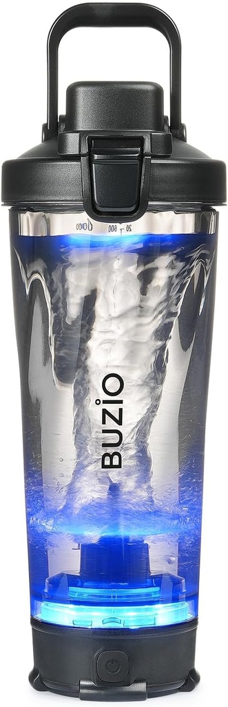 Bouteille de mélangeur de protéines électrique BUZIO, Bouteille de mélangeur de 24 oz, Bouteille de mélangeur rechargeable USB pour les mélanges de protéines Bouteilles de Shaker, Bouteille d'eau portable de sport de grande taille faite avec Tritan, Noir