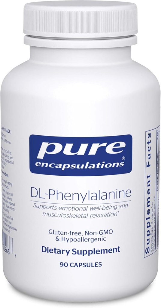 Encapsulations pures Supplément Acide amino DL-Phenylalanine pour mémoire et focus, articulations, muscles et soutien cognitif*