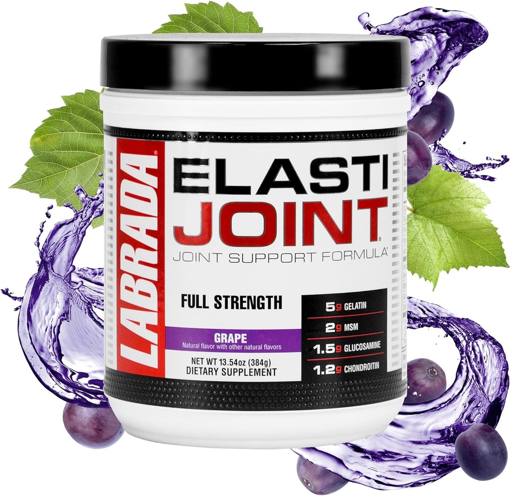 Labrada Nutrition Elastijoint, Raisin - Supplément de soutien conjoint Glucosamine Poudre pour les hommes et les femmes, Relief articulaire et supplément de santé osseuse avec MSM, Glucosamine Chondritine MSM - Sans gluten