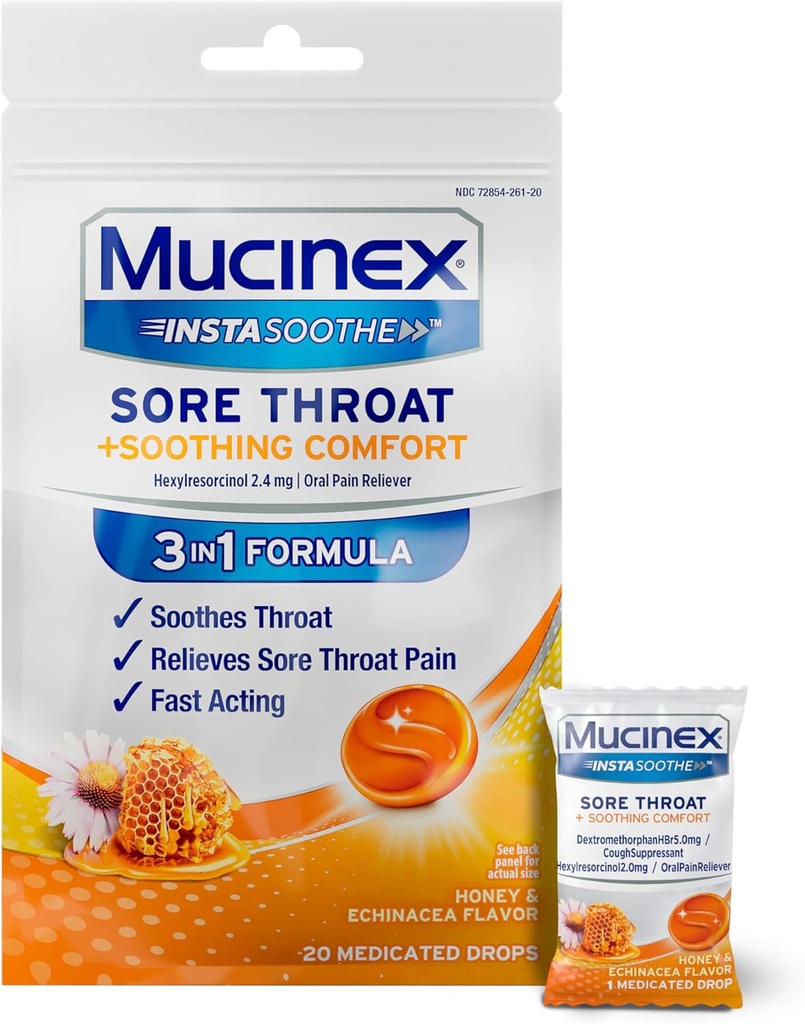 InstaSoothe Drops Manuka Miel et Echinacea Mal Gorge Jour 20 Compte