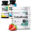 ColonBroom Psyllium Husk Powder, Colon Broom Colon Cleanser Fiber Supplément pour le soulagement des ballonnements et la santé des vautours + Suppléments pour brûleurs de jour et de nuit, pilules de gestion du poids (60 portions), 3 articles
