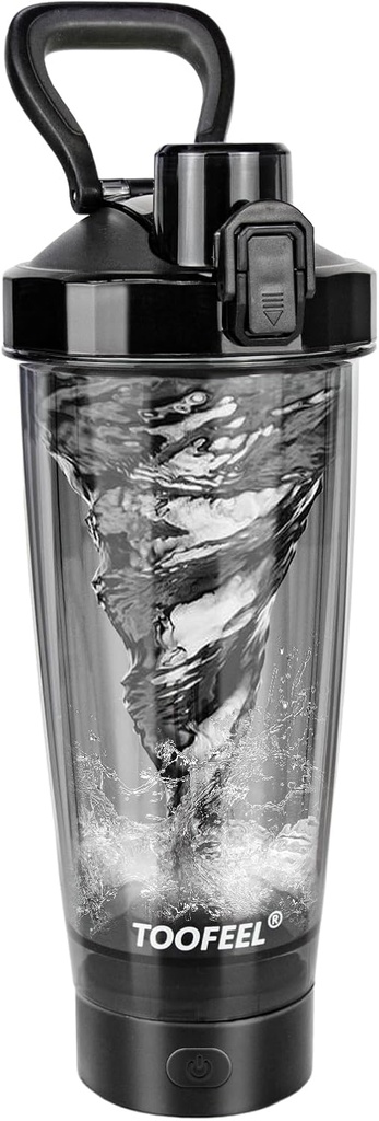 TOOFEEL Bouteille de shaker à protéines électriques - 20 oz USB tasses de shaker rechargeables pour les shakes à protéines, bouteille de shaker auto-agrippant pour les mélanges de protéines, BPA sans entraînement