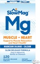 SlowMag Muscle + Chlorure de magnésium cardiaque avec supplément de calcium pour soutenir la relaxation musculaire, Crampe musculaire occasionnelle et santé cardiaque, haute absorption, 120 Compte