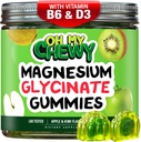 Gommies glycinées de magnésium au centre 400MG - Absorption élevée pour les enfants, les adolescents et les adultes - Supplément pour le sommeil, le calme et la relaxation musculaire avec B6 & D3 - Sans gluten et respectueux des végétaux - 60 Compte