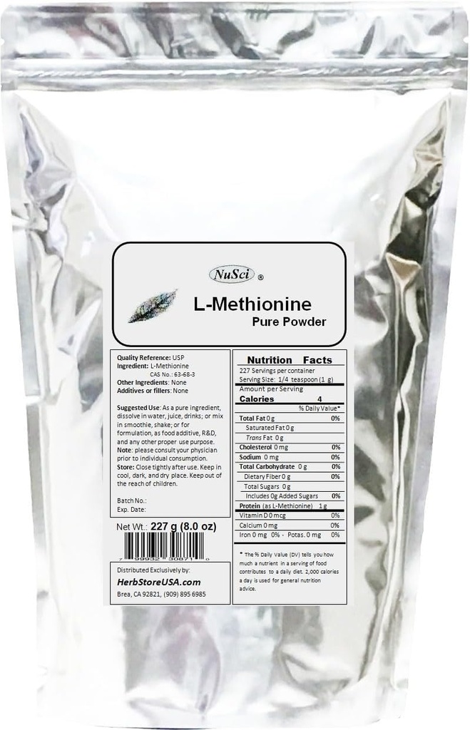 L-Methionine Powder Pure (227 Grams (8.0 oz))