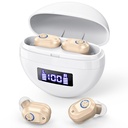 Aides auditives rechargeables pour les aînés Annulation de bruit, amplificateurs d'audition numériques pour les adultes, OTC Invisible dans l'oreille Aide auditive, appareils d'aide à la perte d'audition, boîtier de charge d'affichage de puissance LED