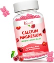 Calcium Magnésium Zinc Gummies, Calcium Magnesium 2:1 Rapport avec la vitamine D3 & B12 pour soutenir les muscles, l'humeur et l'immunité, 60 Vegan Cherry Flamvor Gummies