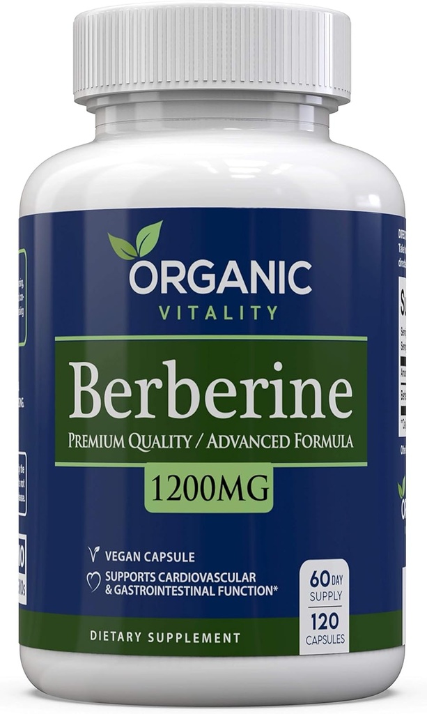 Supplément Premium Berberine HCL - 1200mg de Berberine par portion - 120 Capsules Vegan - Soutient un mode de vie sain