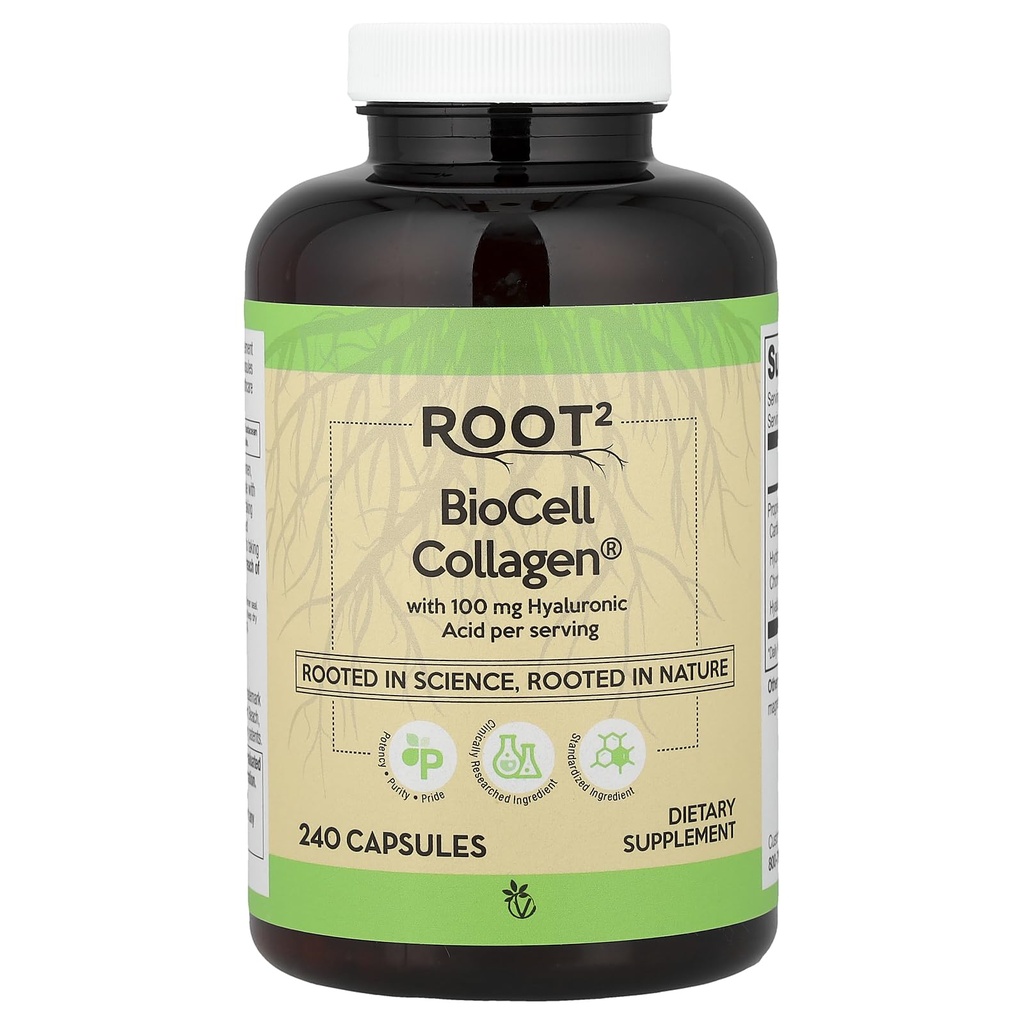 Vitacost ROOT2 Collagène BioCell avec acide hyaluronique -- 100 Milligramme par portion - 240 Capsules