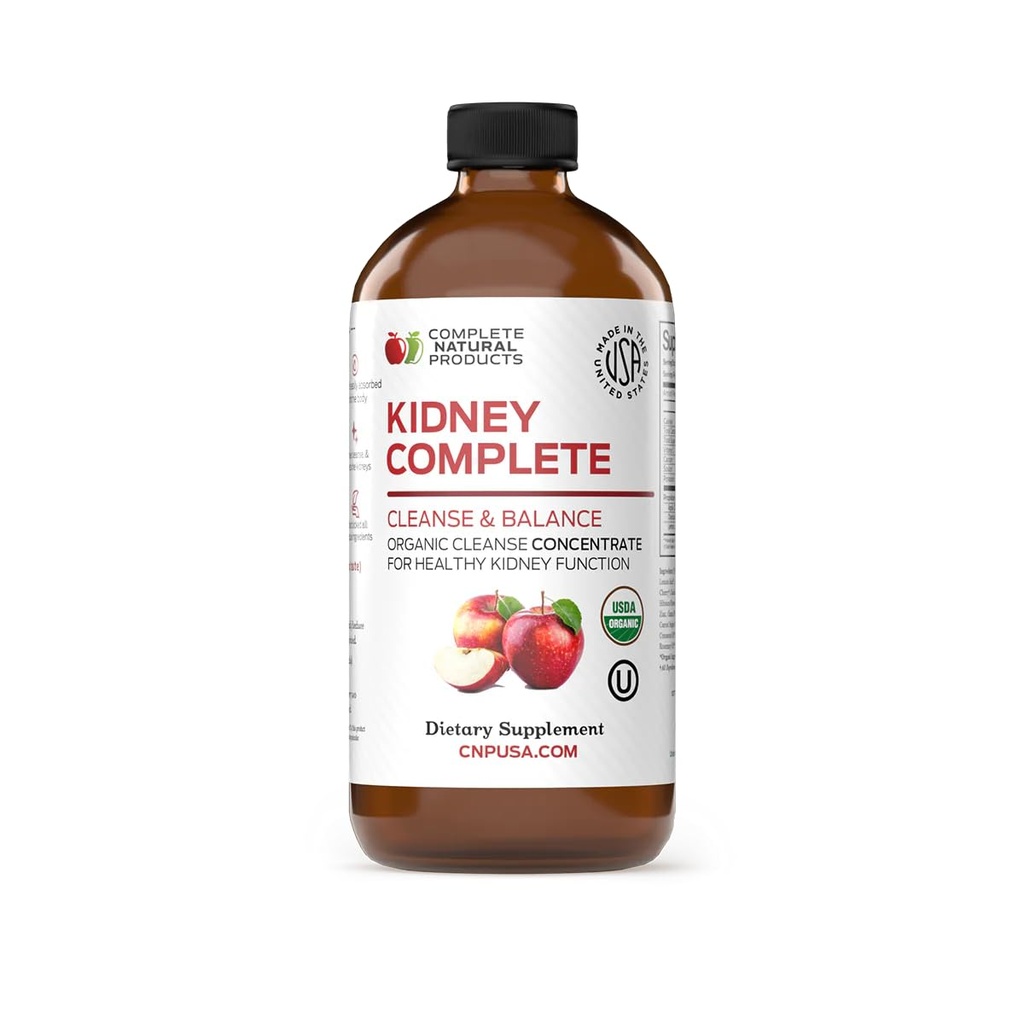 Complètement rein naturel - Complément alimentaire liquide pour le soutien, le nettoyage et la désintoxication du rein avec vinaigre de cidre de pomme, citron, chancre biologique, betterave, acide citrique, vitamine C, et plus - 12oz
