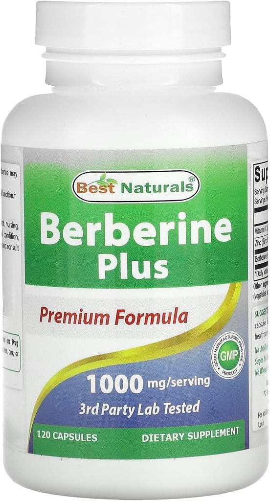 Best Naturals Berberine Plus 1000mg par portion 120 Capsules